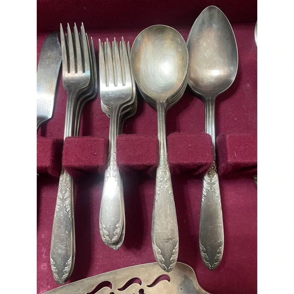 International Silver Co Silverplate Flatware Set King Edwards Design and Box